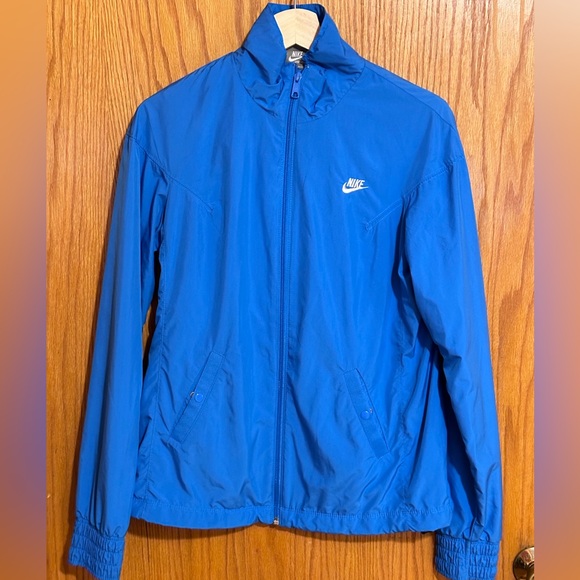 Nike‎ Sportswear Windbreaker Track Jacket Womens Medium Blue Zip Up Coat Pockets - Picture 1 of 14